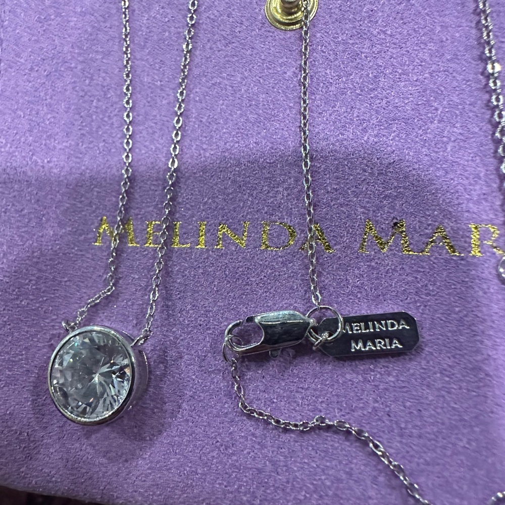 NWT Melinda Maria Silver Necklace with Clear Better Than Diamonds Collection - Picture 2 of 5